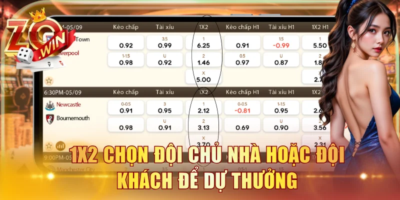 1x2 chọn đội chủ nhà hoặc đội khách để dự thưởng