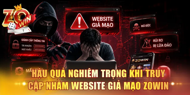 Hậu quả nghiêm trọng khi truy cập nhầm website giả mạo ZOWIN